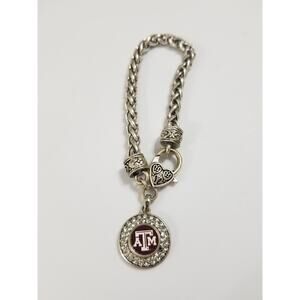 Texas A and M silver tone bracelet seven inches (missing one stone) b38